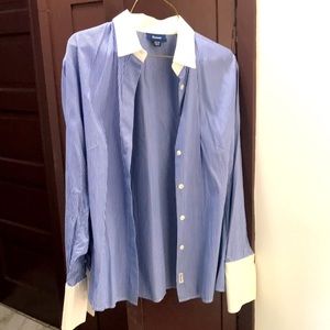 Façonnable blue and white collared shirt